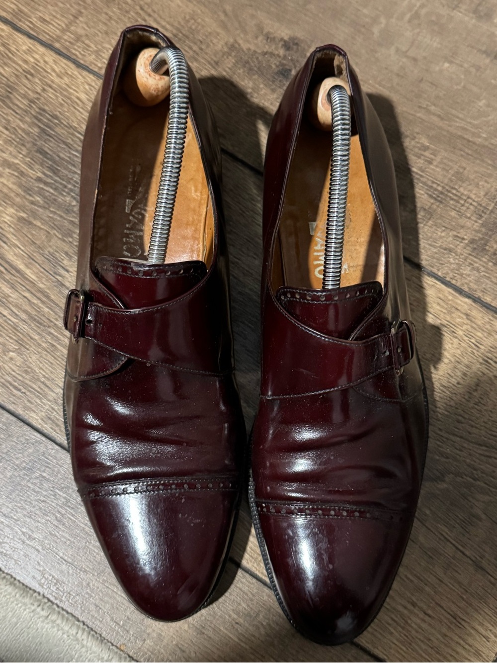 Salvatore Ferragamo Burgundy Leather Monk Strap Men Shoes Sz 11B
Pre-owned